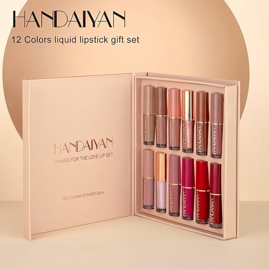 HANDAIYAN Velvet Matte Liquid Lipstick Set 12Pcs